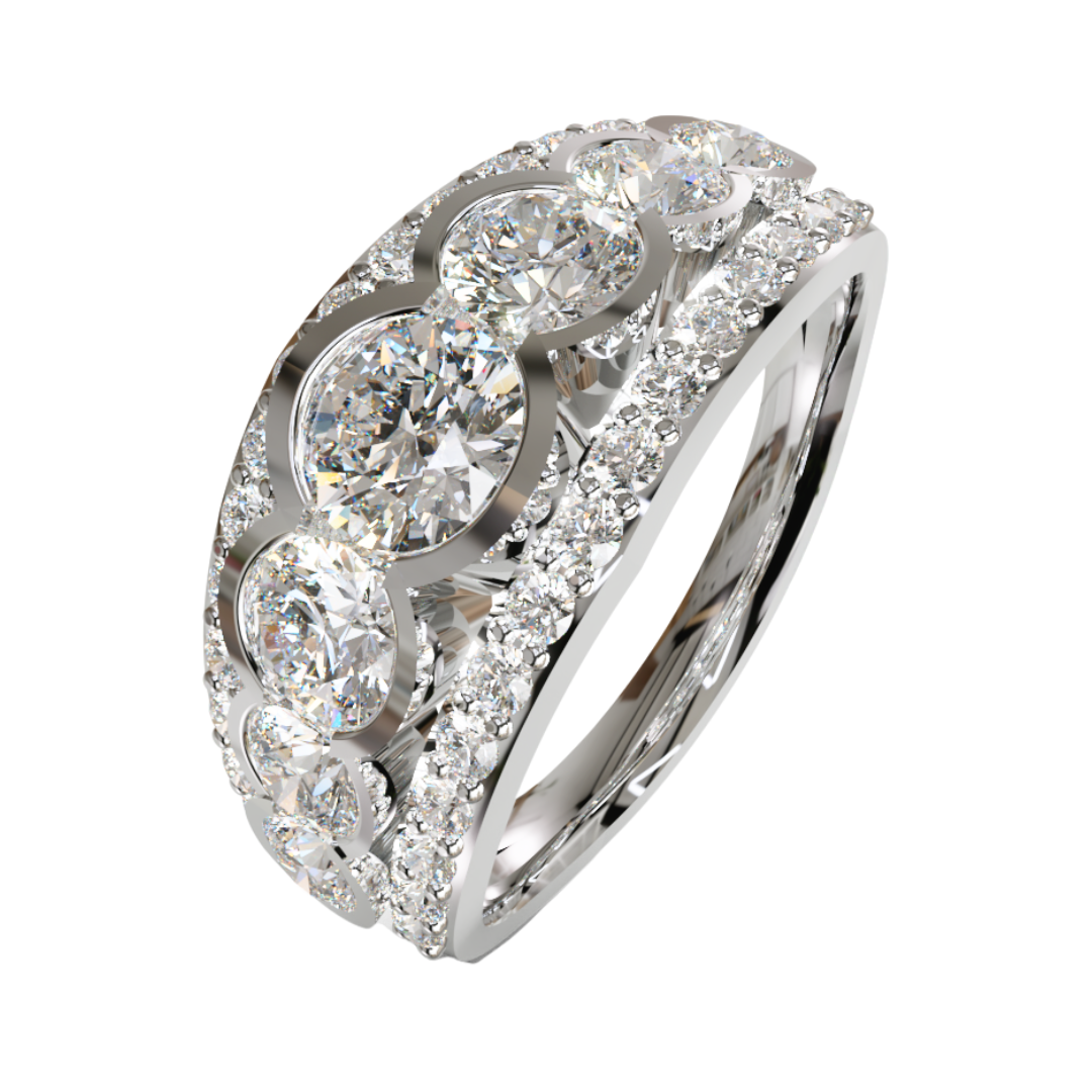 Lab Grown Diamond Seven Stone Shoulder Set Eternity Ring