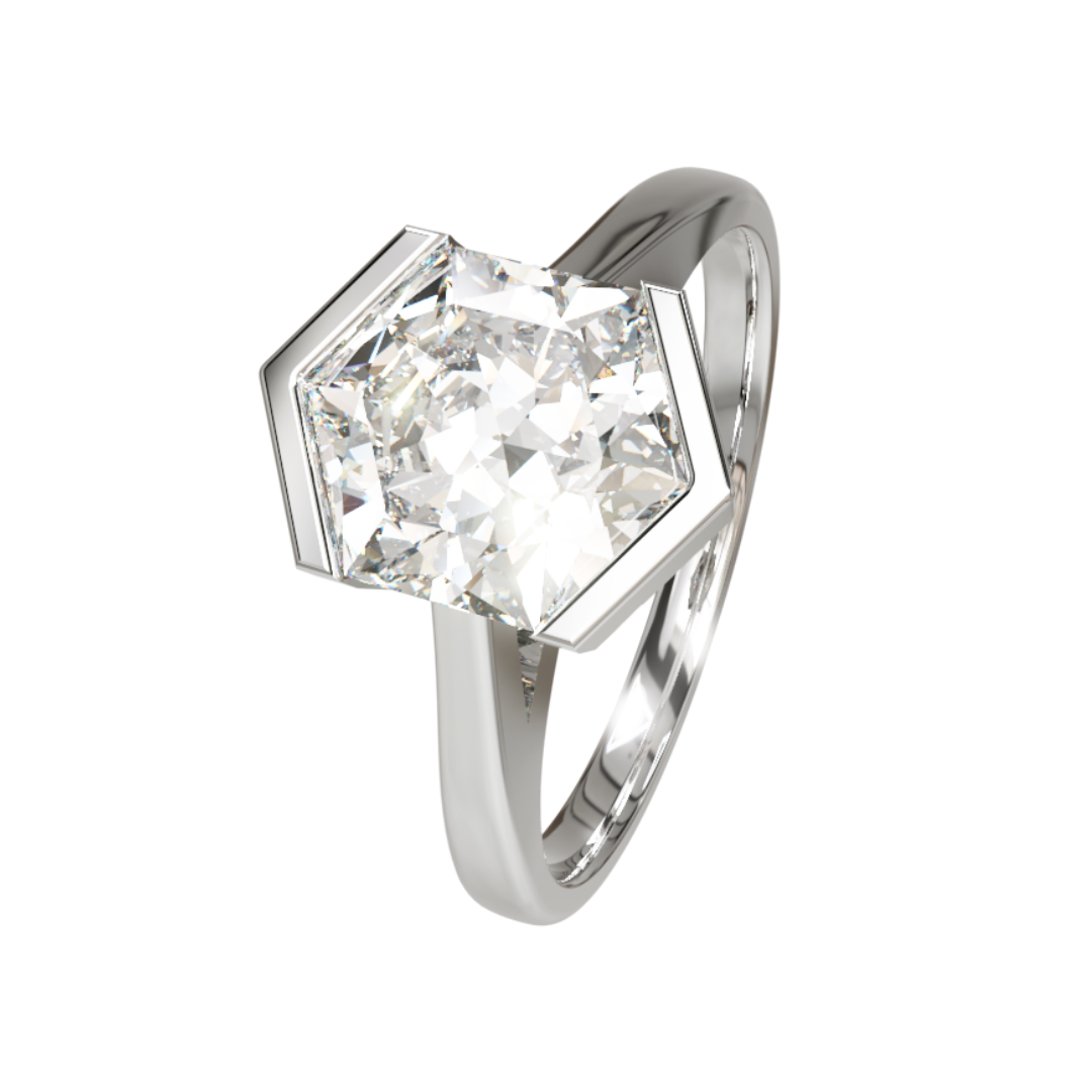 Lab Grown Diamond Hexagonal Single Stone Ring