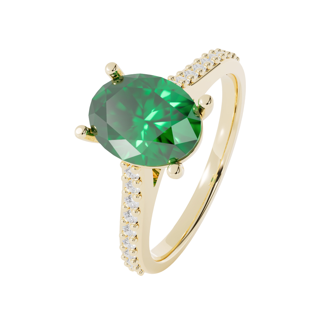 Lab Grown Diamond Set Shoulder Ring with Central Gemstone