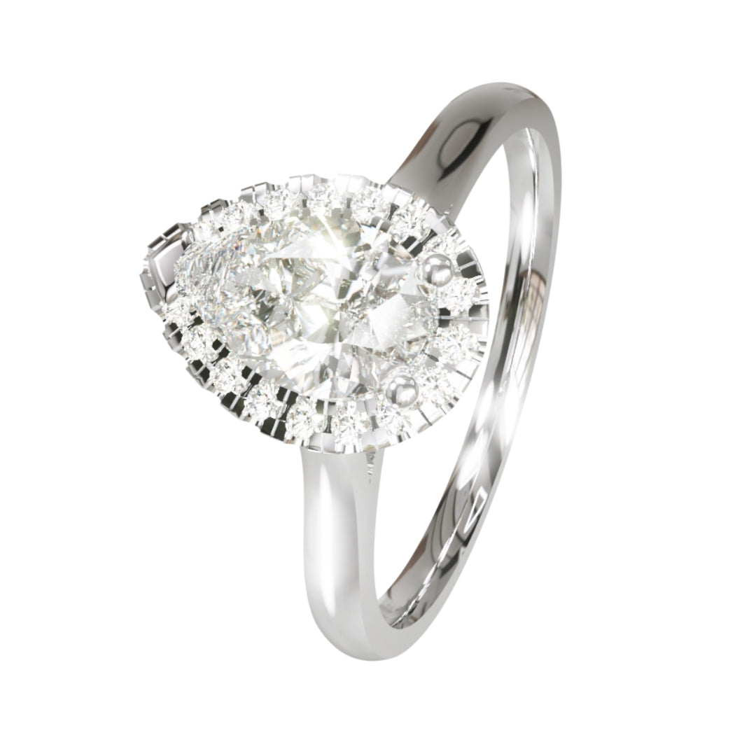Lab Grown Diamond Pear Halo Ring (In Stock)