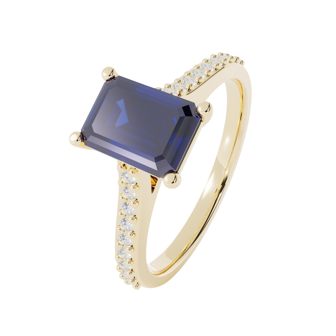 Lab Grown Diamond Set Shoulder Ring with Central Gemstone