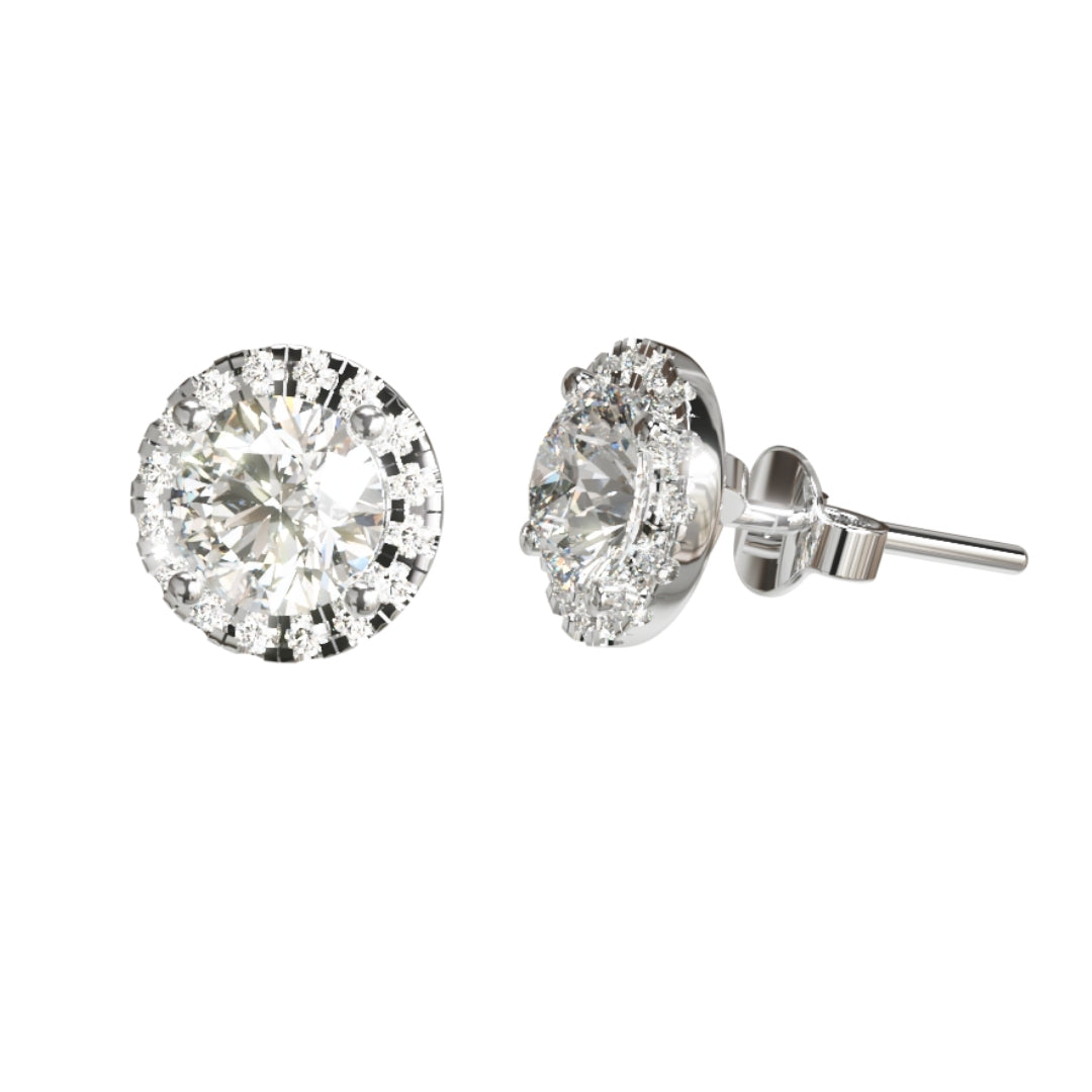 Lab Grown Diamond Round Halo Stud Earrings