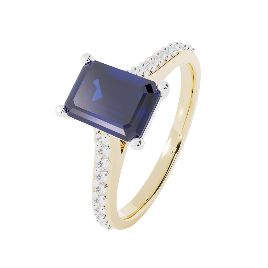 Lab Grown Diamond Set Shoulder Ring with Central Gemstone