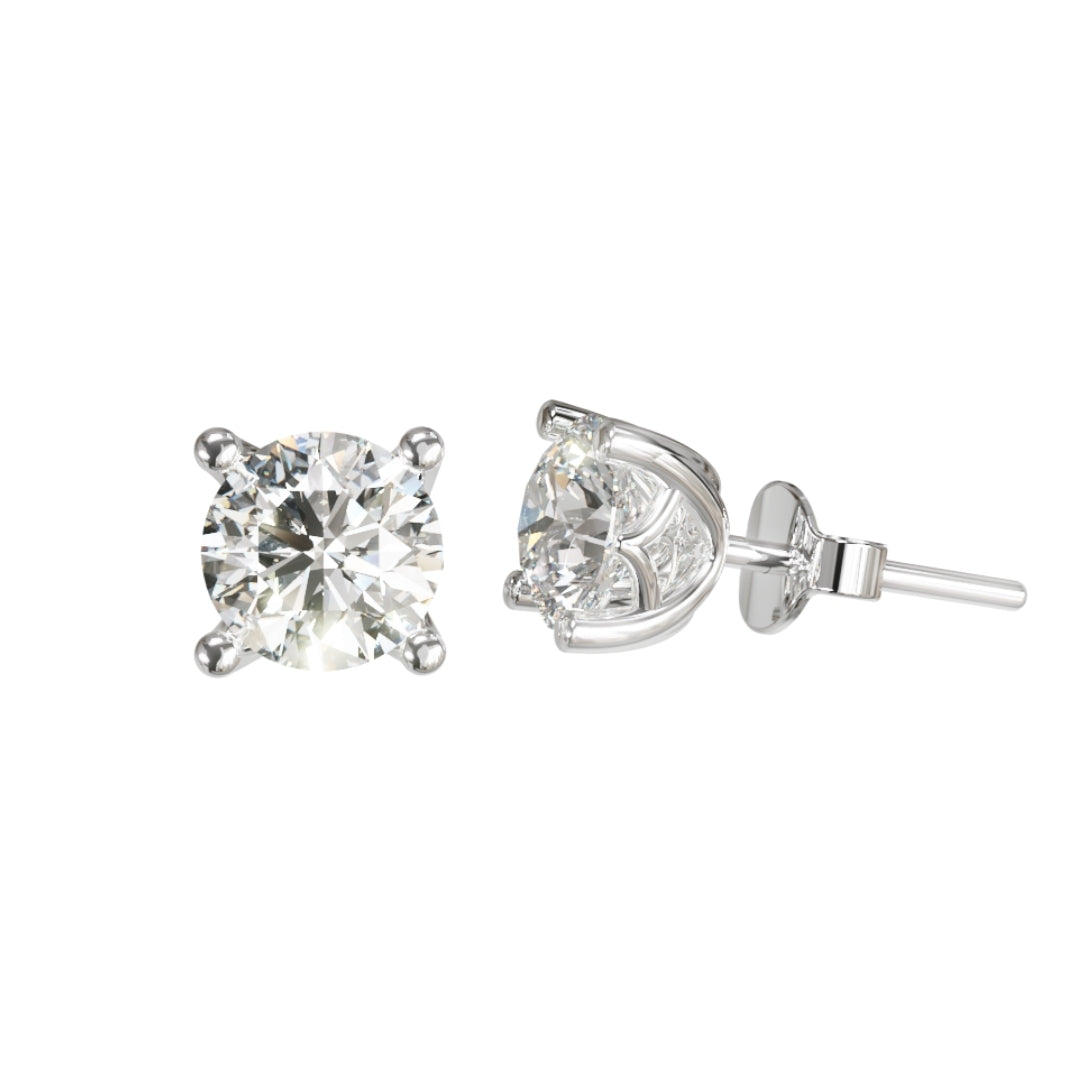Lab Grown Diamond Round Single Stone Stud Earrings