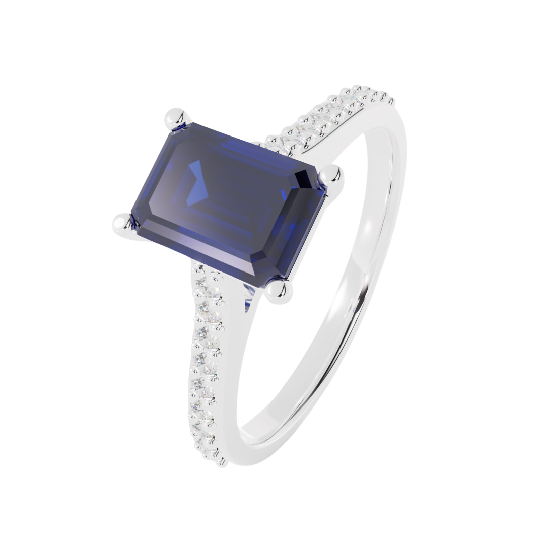 Lab Grown Diamond Set Shoulder Ring with Central Gemstone