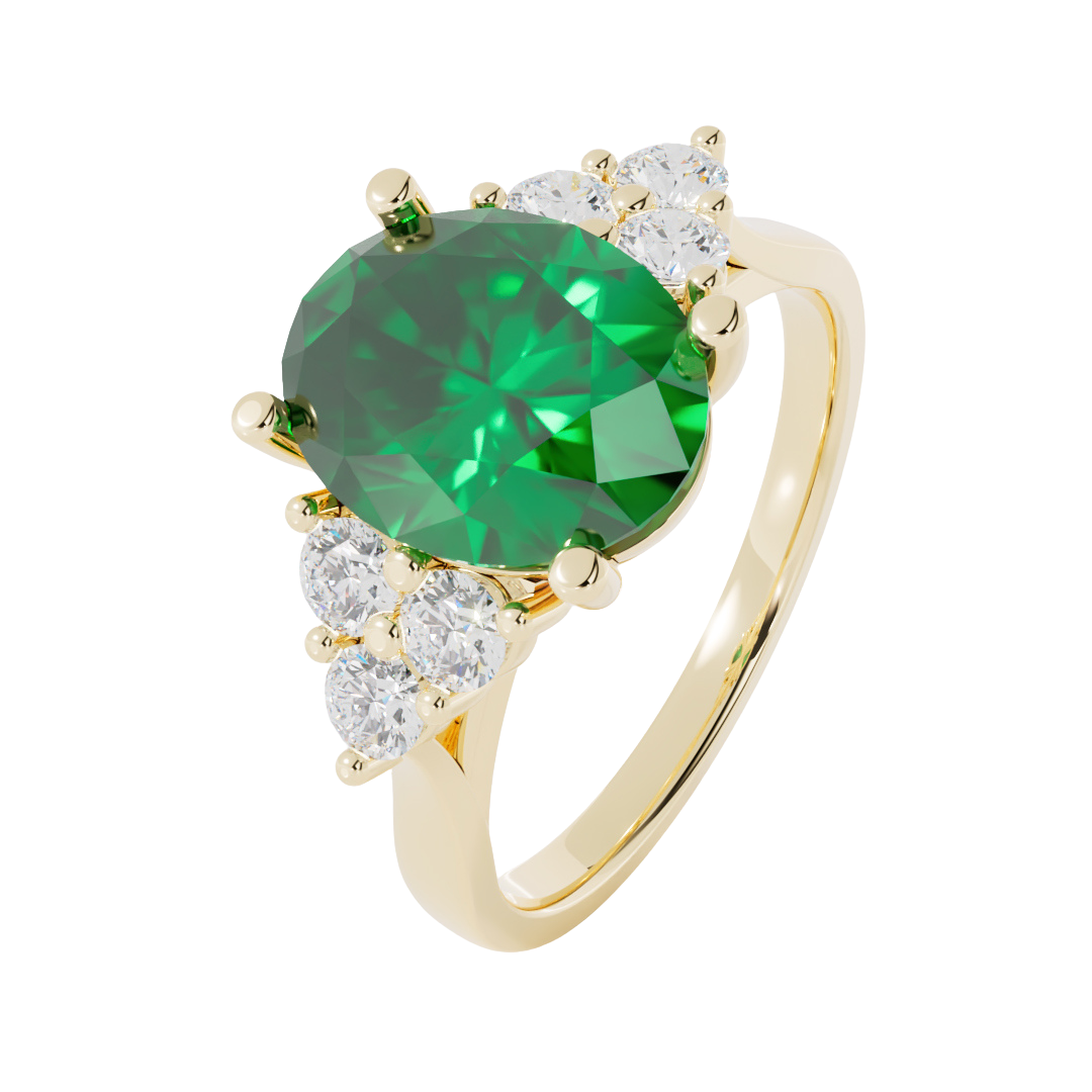 Lab Grown Diamond and Gemstone Trefoil Ring