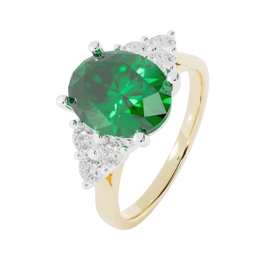 Lab Grown Diamond and Gemstone Trefoil Ring