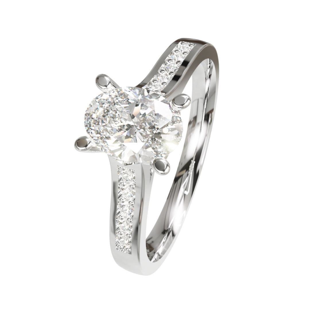Lab Grown Diamond Oval Shoulder Set Ring