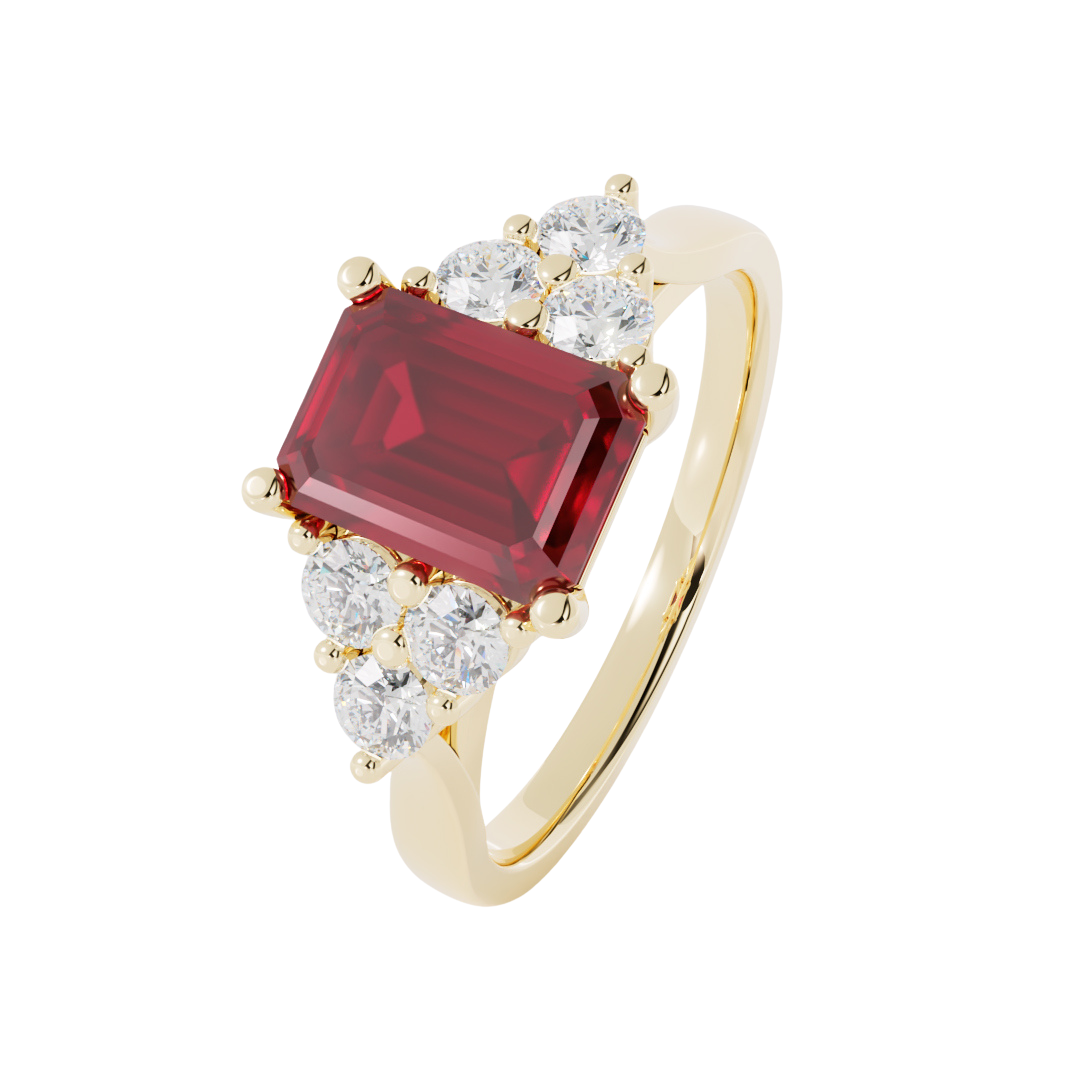 Lab Grown Diamond and Gemstone Trefoil Ring