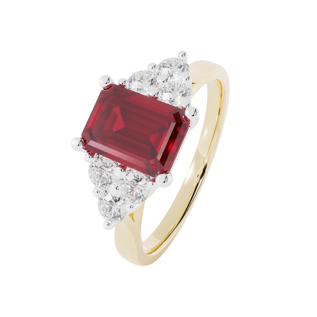 Lab Grown Diamond and Gemstone Trefoil Ring