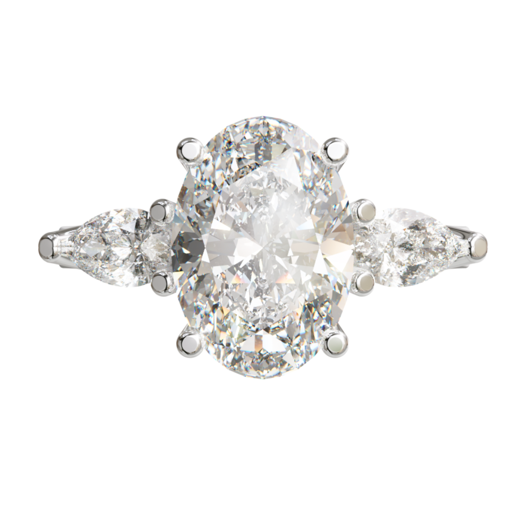 Lab Grown Diamond Oval & Pear Trilogy Ring
