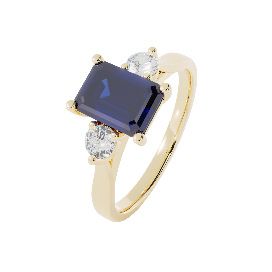 Lab Grown Diamond and Gemstone Trilogy Ring