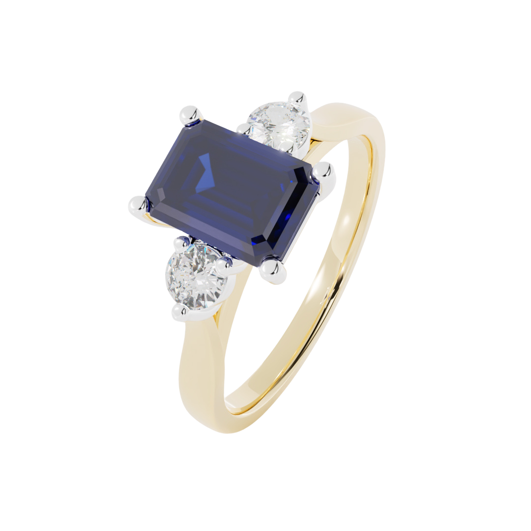 Lab Grown Diamond and Gemstone Trilogy Ring