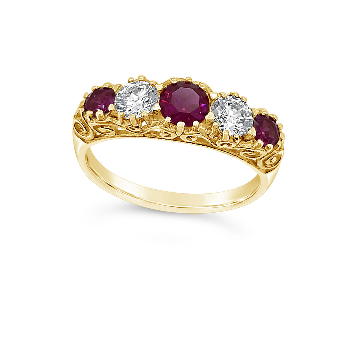 Gemstone Five Stone Half Hoop