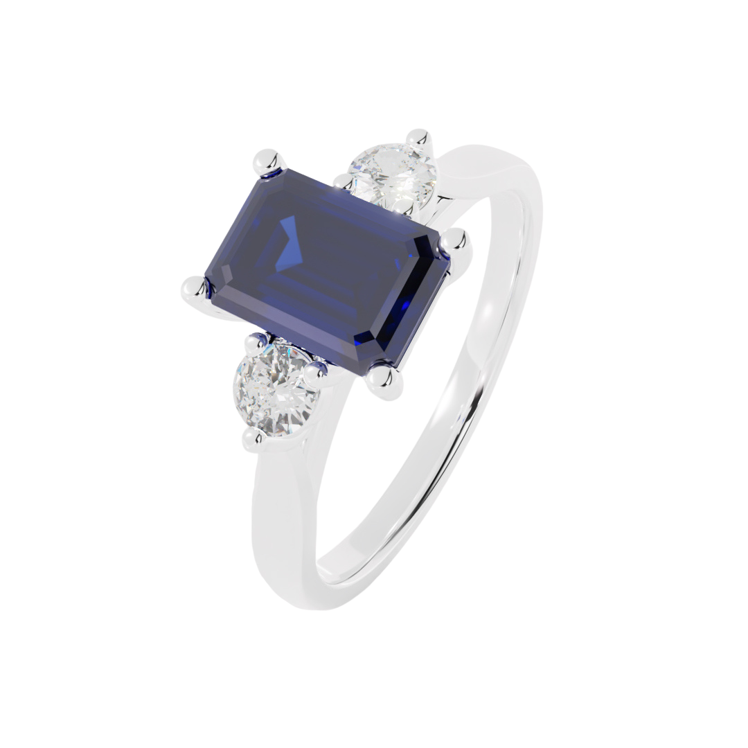 Lab Grown Diamond and Gemstone Trilogy Ring