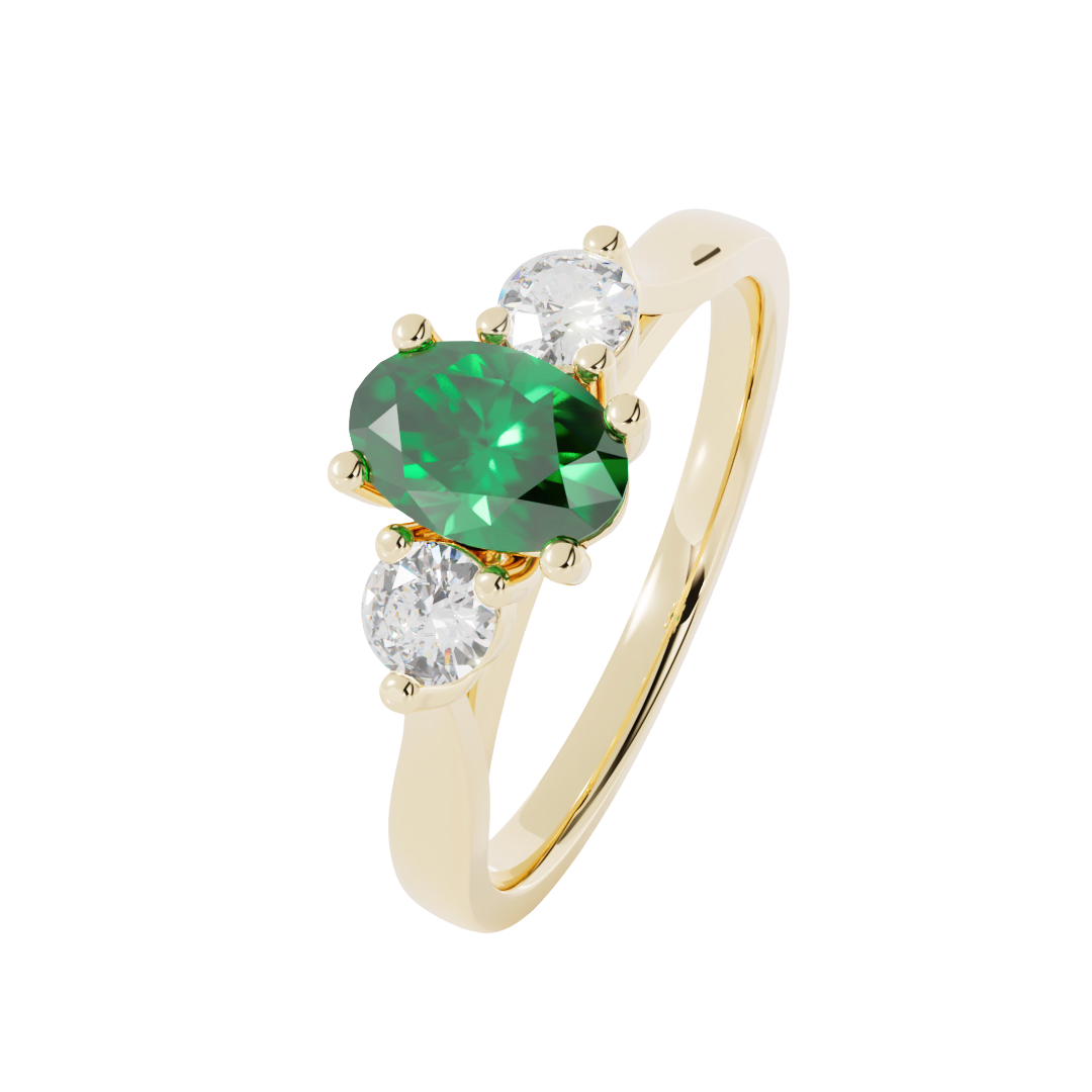 Lab Grown Diamond and Gemstone Trilogy Ring