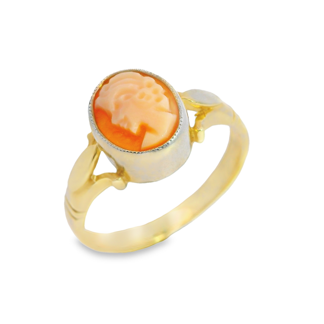 Oval Rubover with Split Shoulders Ring