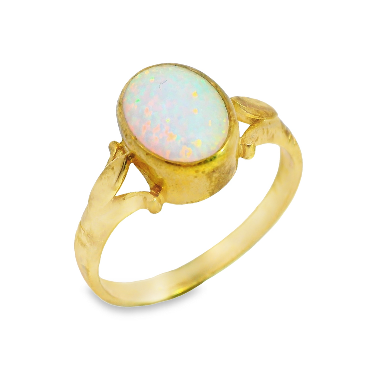 Oval Rubover with Split Shoulders Ring