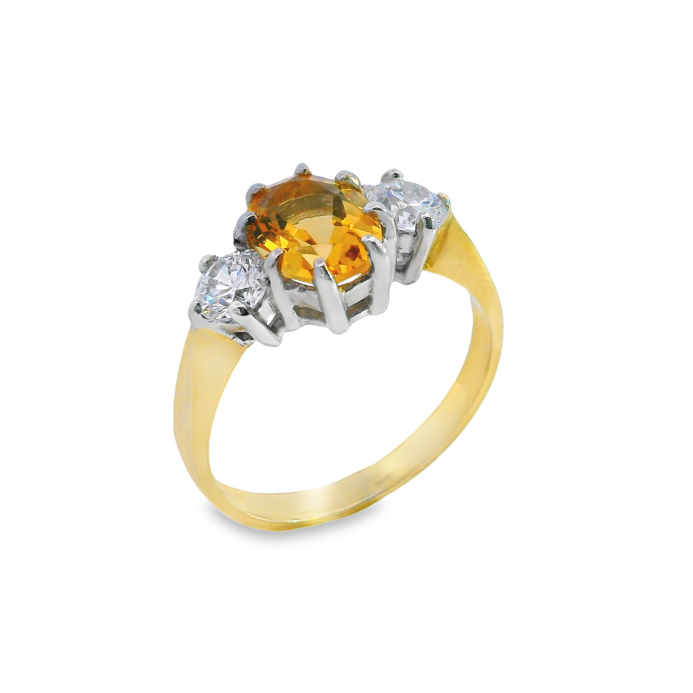 Oval Centre Three Stone Claw Set Ring