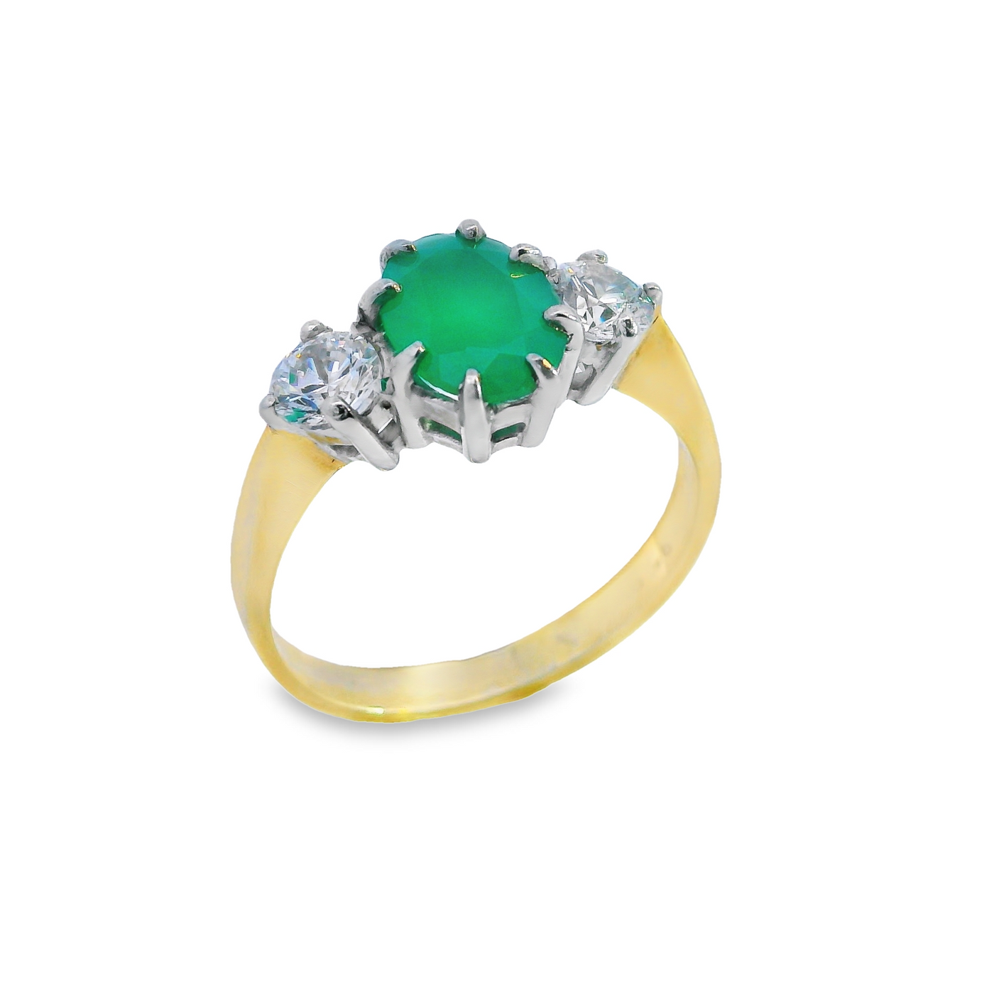 Oval Centre Three Stone Claw Set Ring