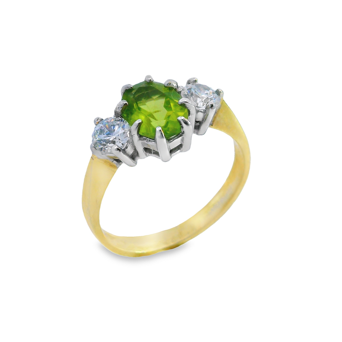 Oval Centre Three Stone Claw Set Ring