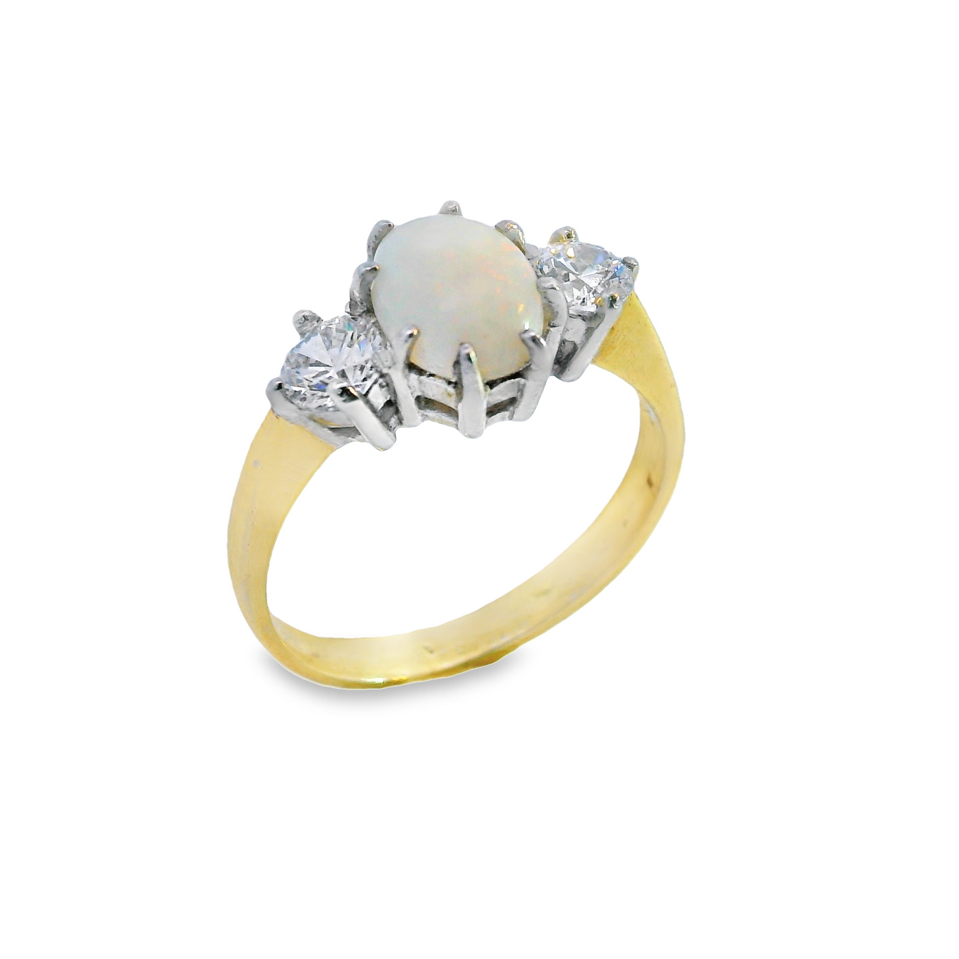 Oval Centre Three Stone Claw Set Ring