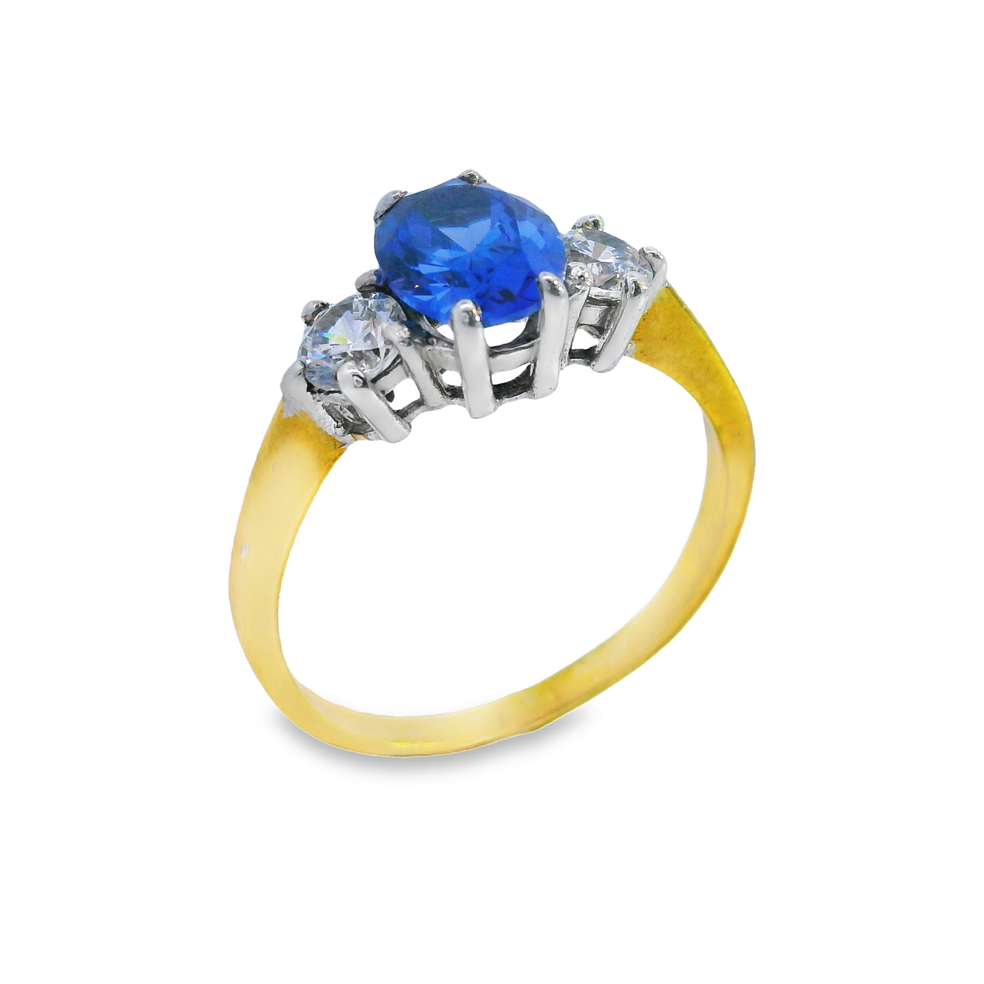 Oval Centre Three Stone Claw Set Ring