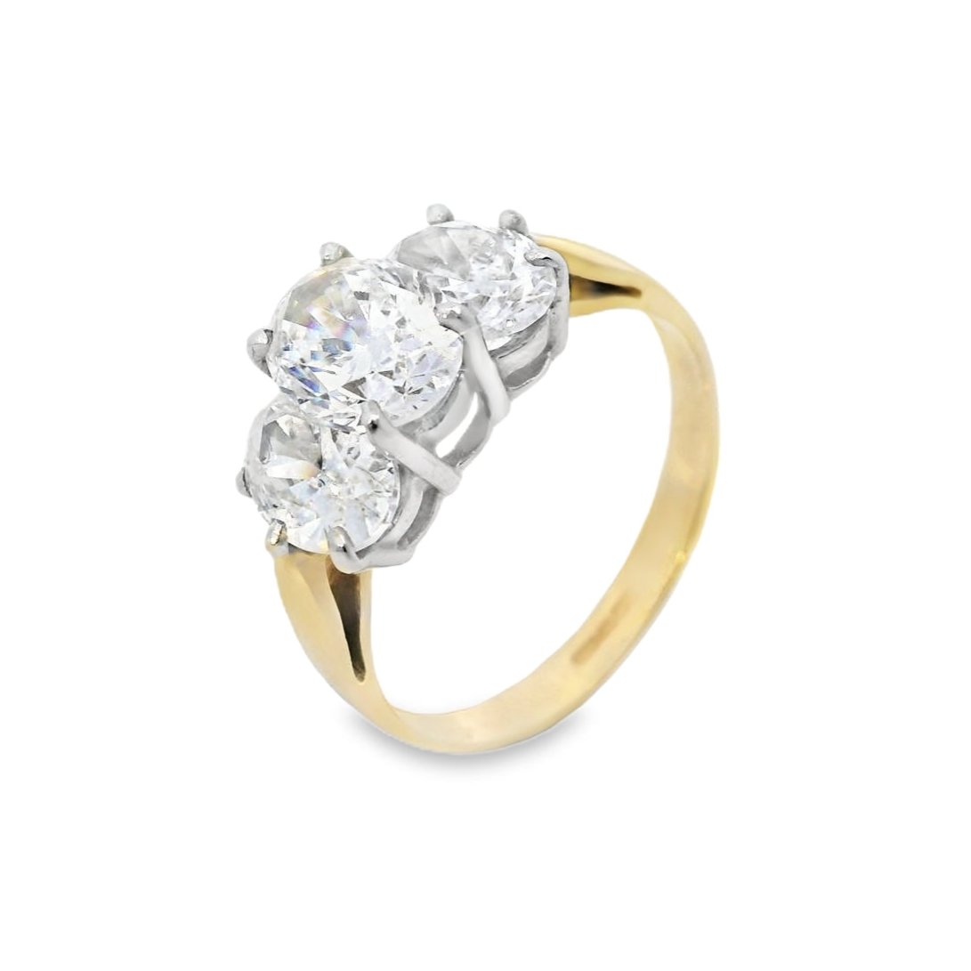CZ Oval Three Stone Claw Set