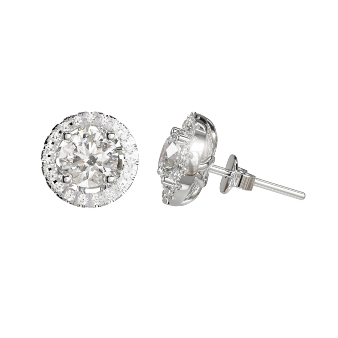 Lab Grown Diamond Round Halo Stud Earrings