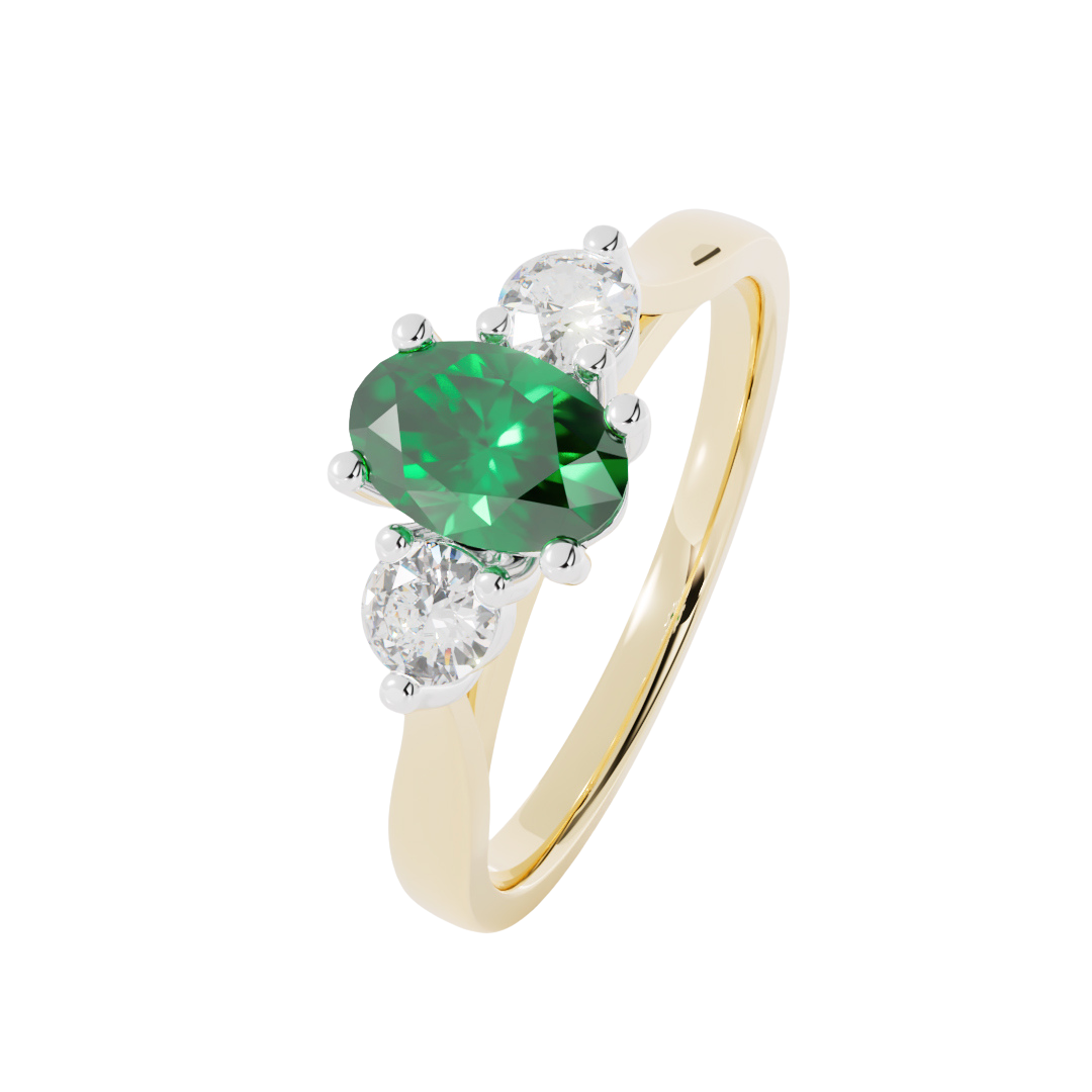 Lab Grown Diamond and Gemstone Trilogy Ring