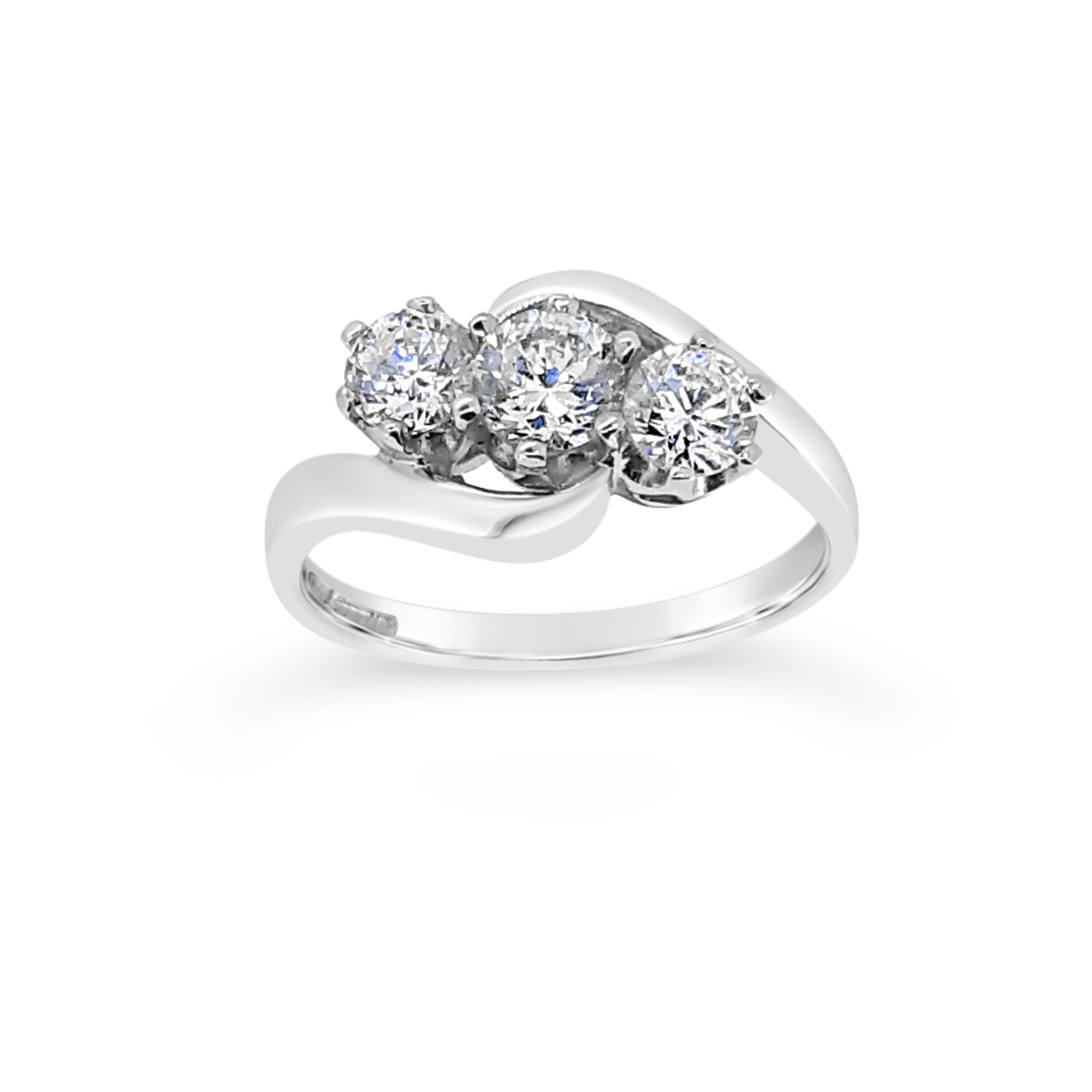 9ct Gold Three Stone CZ Cross Over