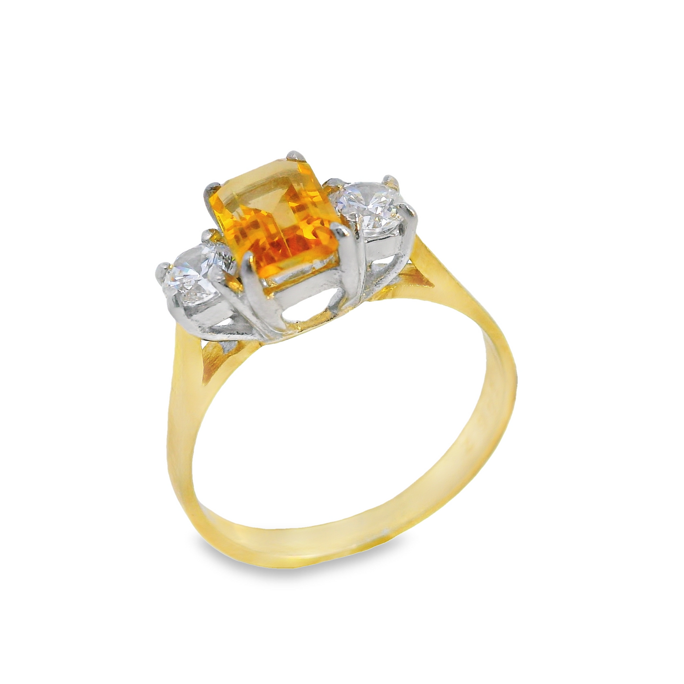 Gemstone Octagonal Centre Three Stone