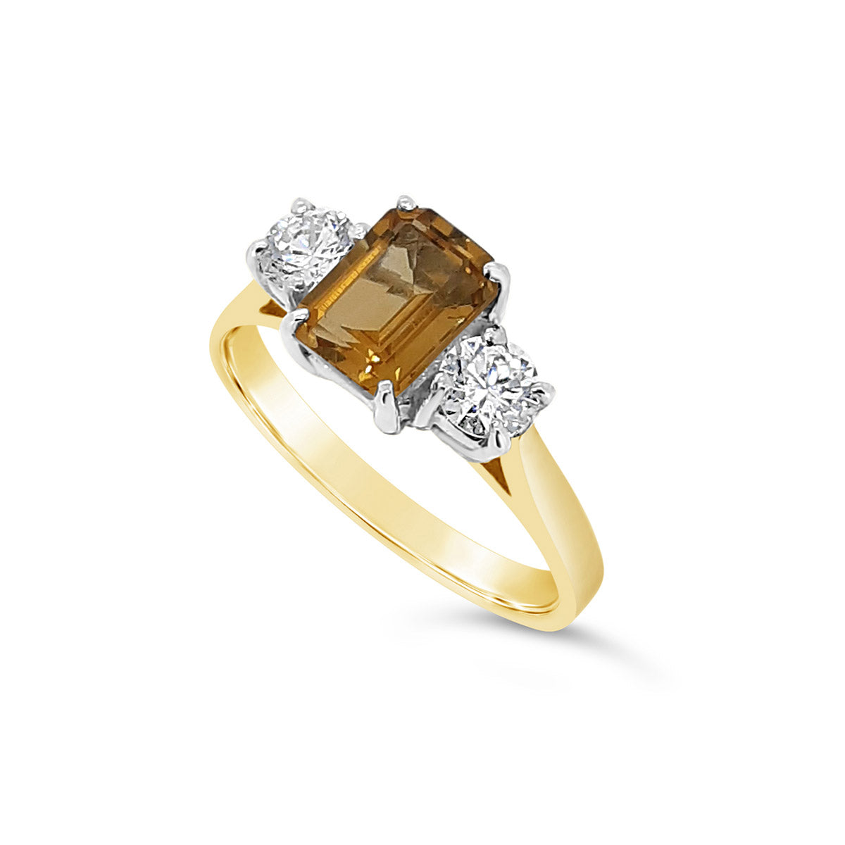 Gemstone Octagonal Centre Three Stone