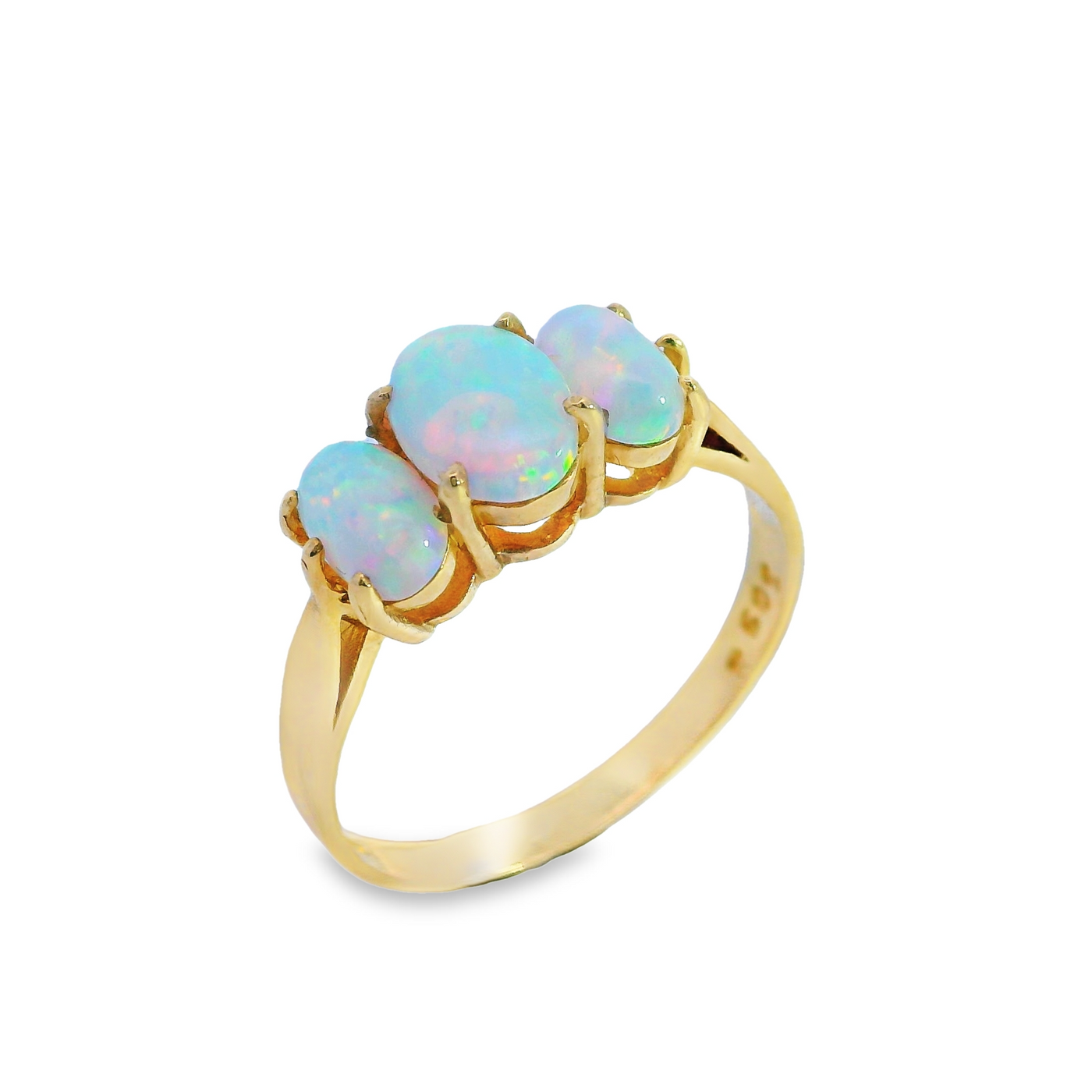 Three Stone Claw Set Oval Dress Ring