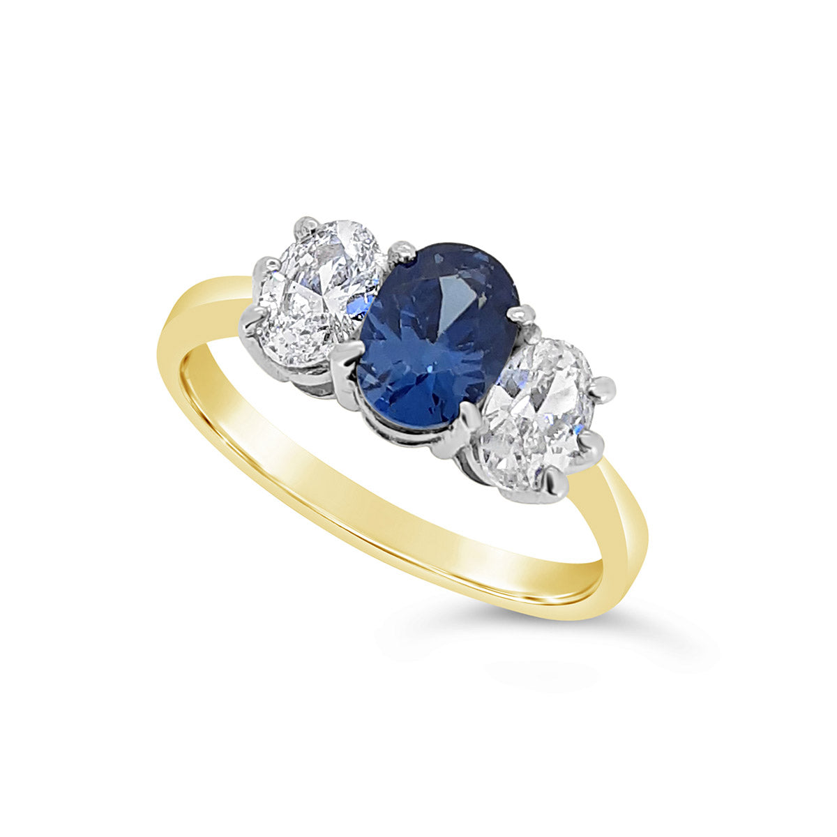 Three Stone Claw Set Oval Dress Ring