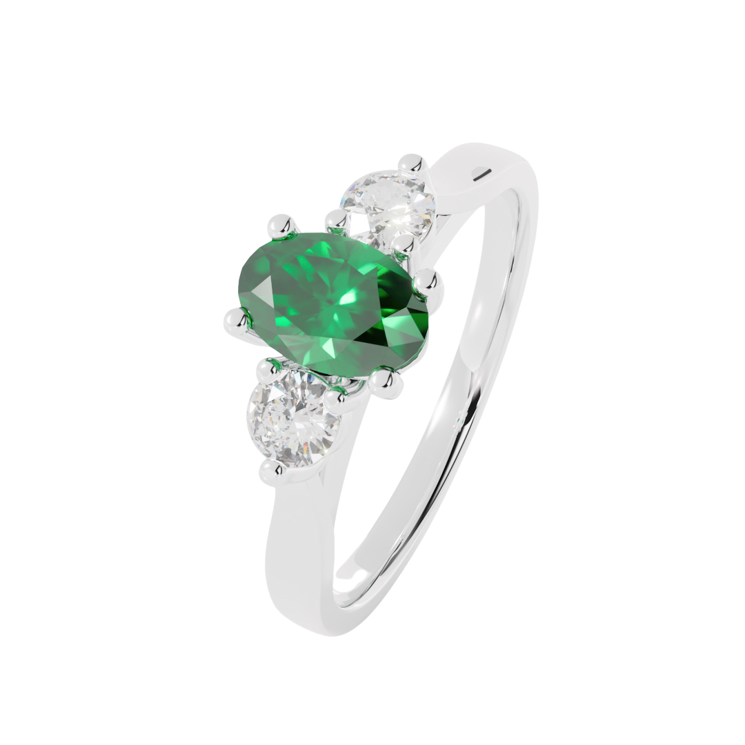 Lab Grown Diamond and Gemstone Trilogy Ring