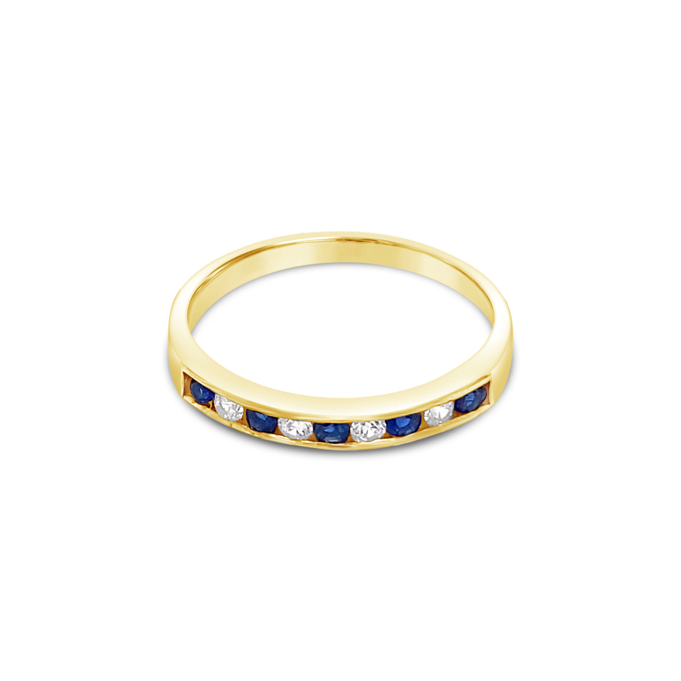 Nine Stone Channel Set Gemstone and CZ Half Eternity.