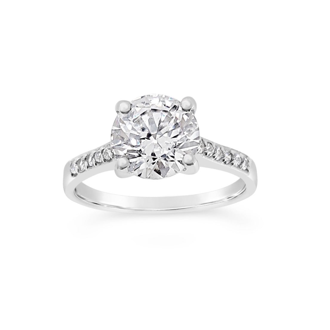 9ct Gold CZ Single Stone ring with set shoulders