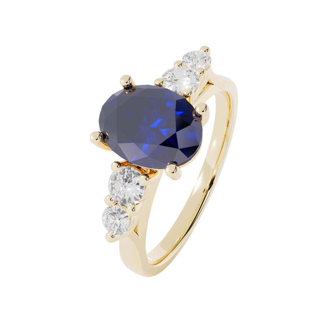 Lab Grown Diamond and Gemstone Five Stone Ring