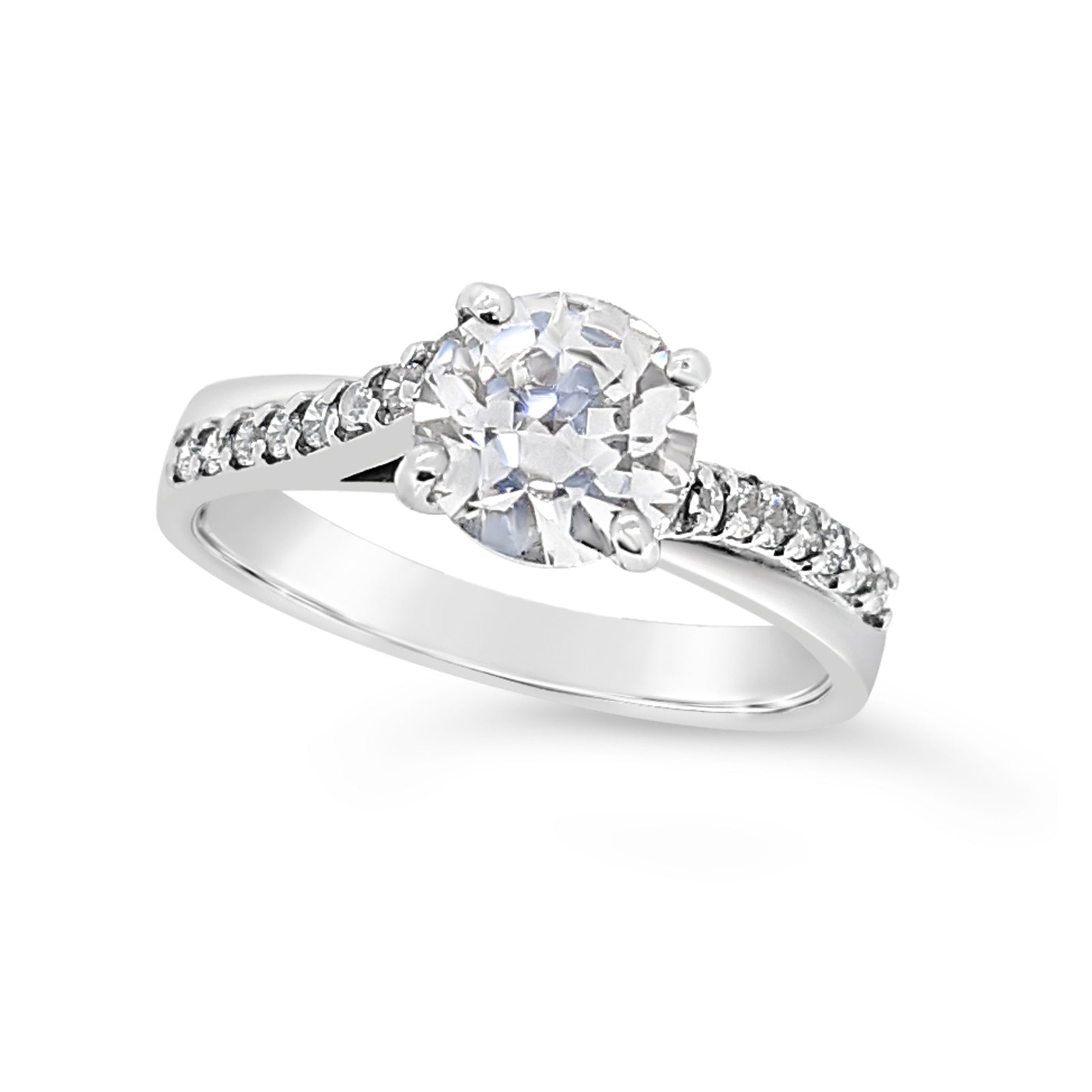 9CT Gold CZ single stone on crossover set shank