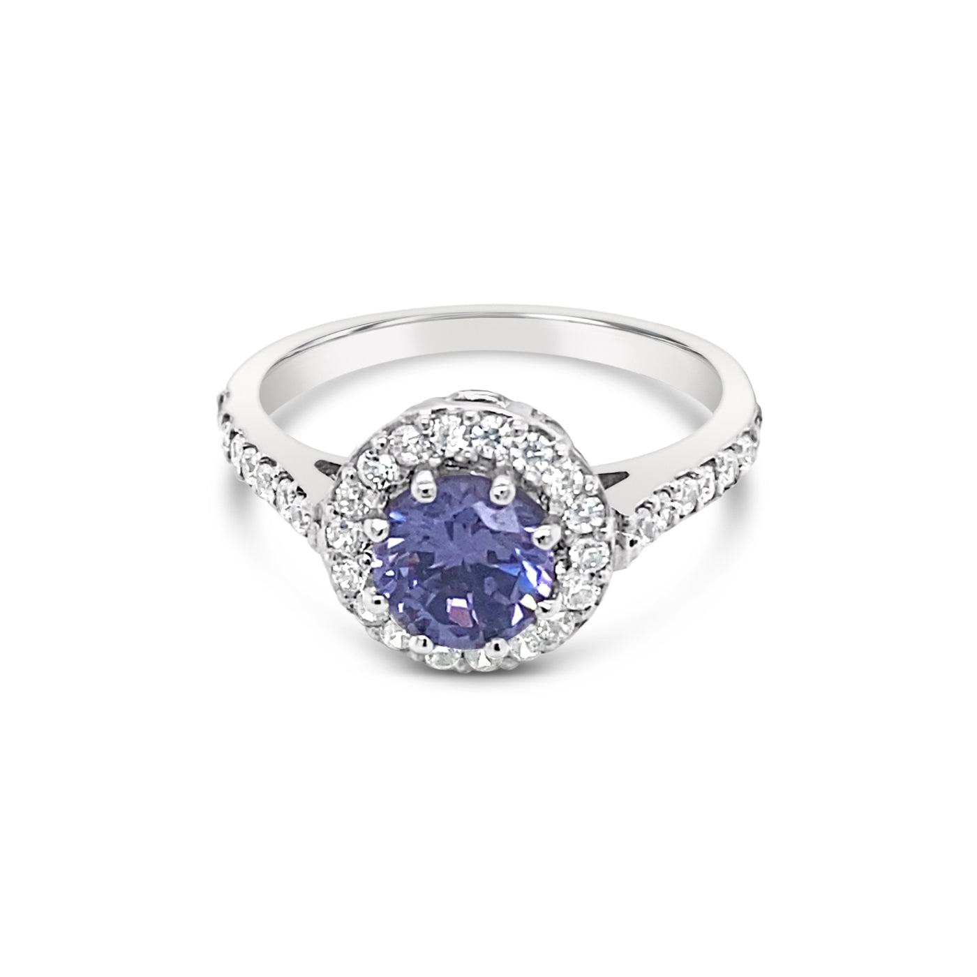 9ct Gold Halo with CZ Shoulders