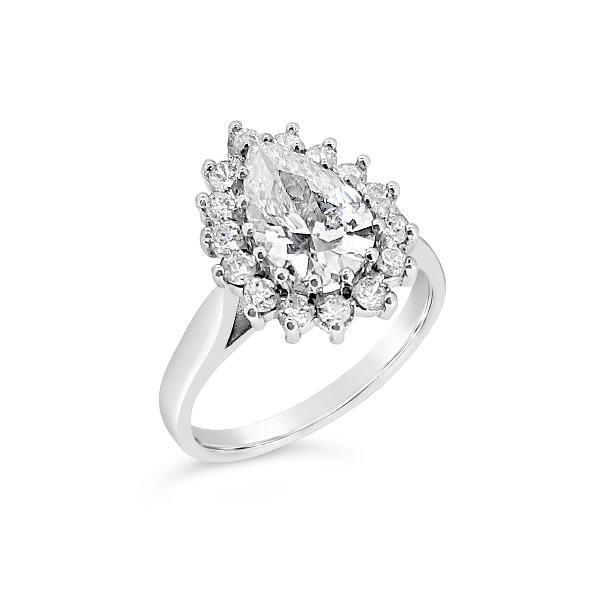 Pear Shaped Gemstone with CZ Cluster