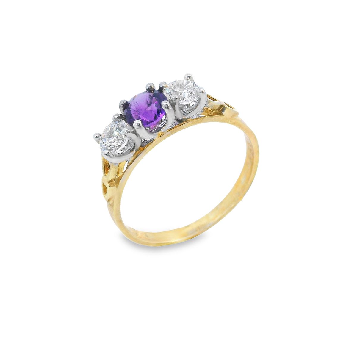 Gemstone and CZ Three Stone