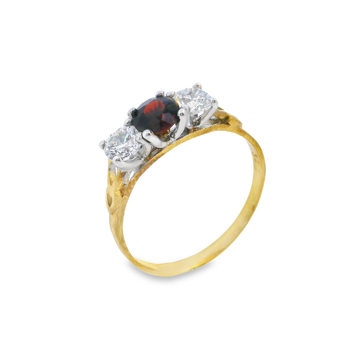 Gemstone and CZ Three Stone