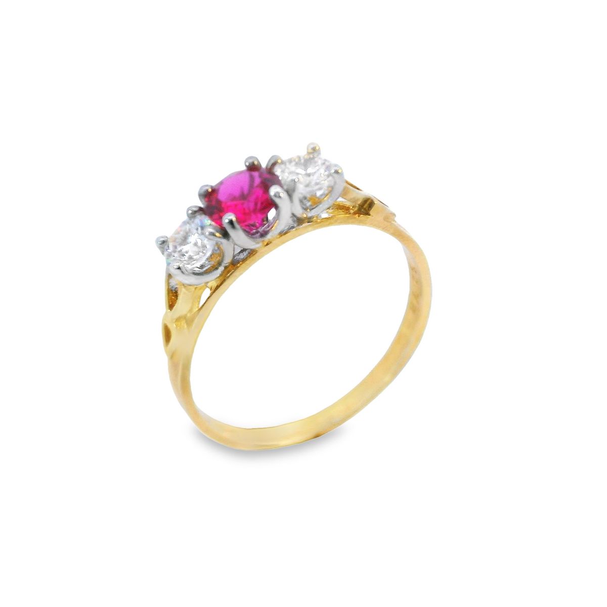 Gemstone and CZ Three Stone