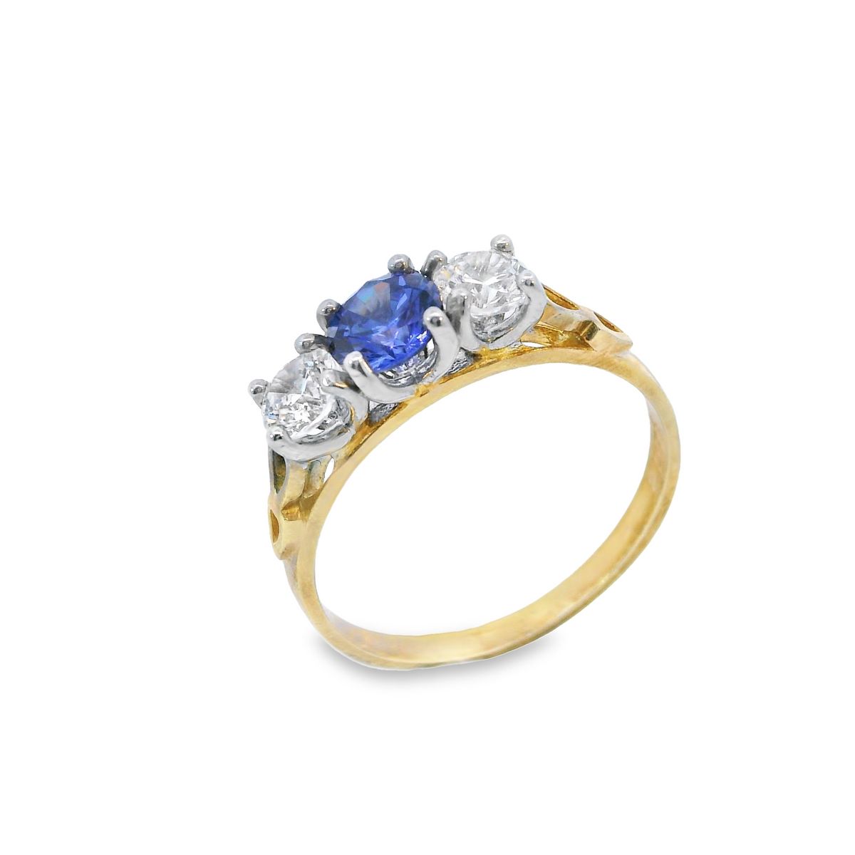 Gemstone and CZ Three Stone