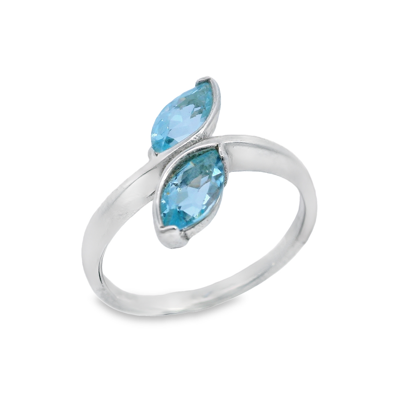 Two Stone Off Set Navette Dress Ring.