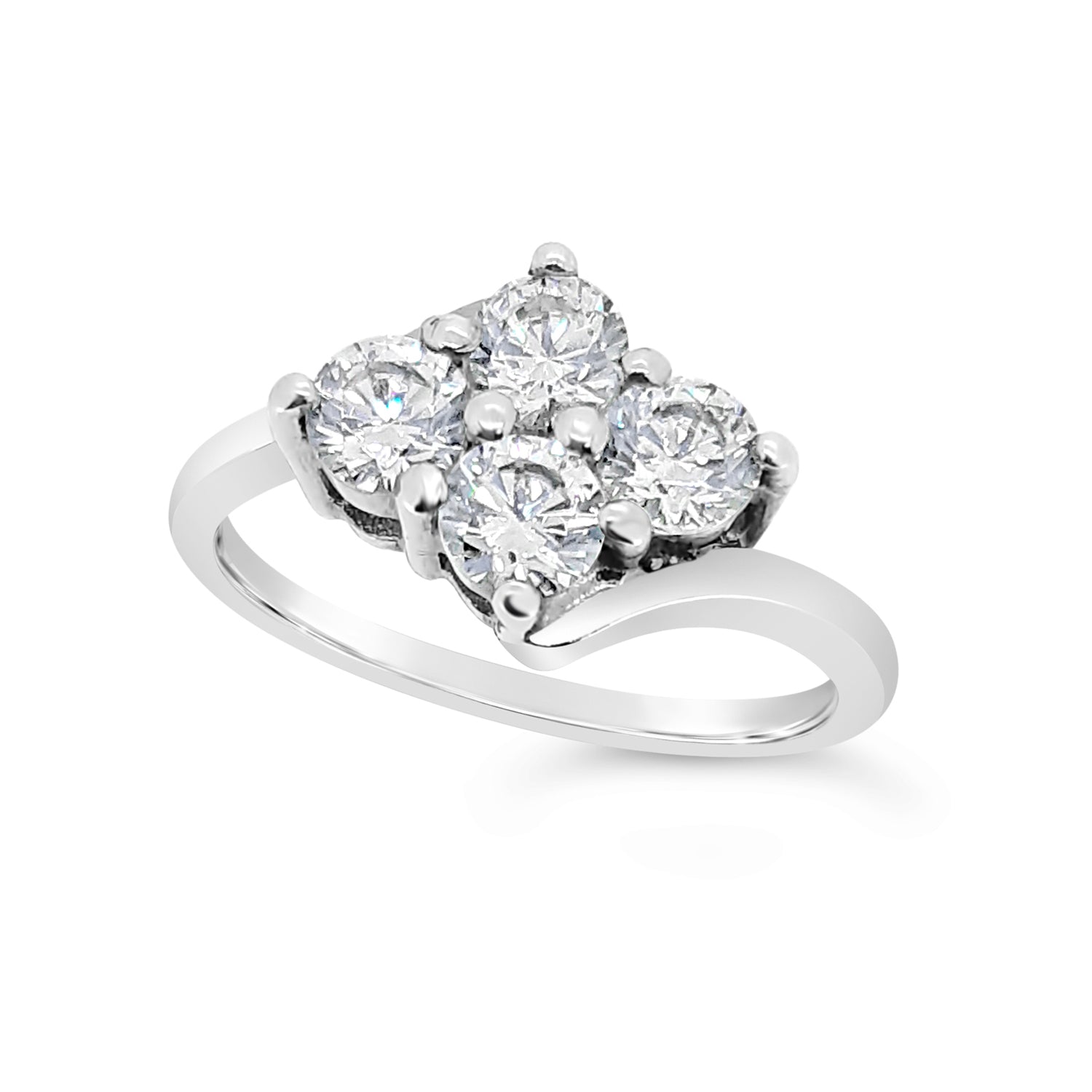 9ct Gold Four Stone CZ Crossover Cluster