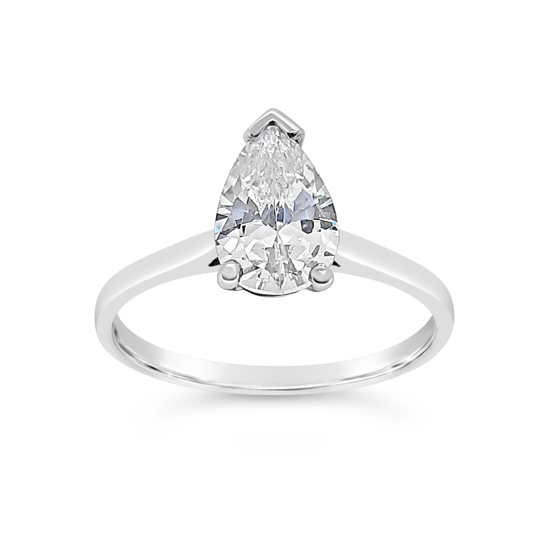 9ct Gold Pear Shape CZ single stone Ring