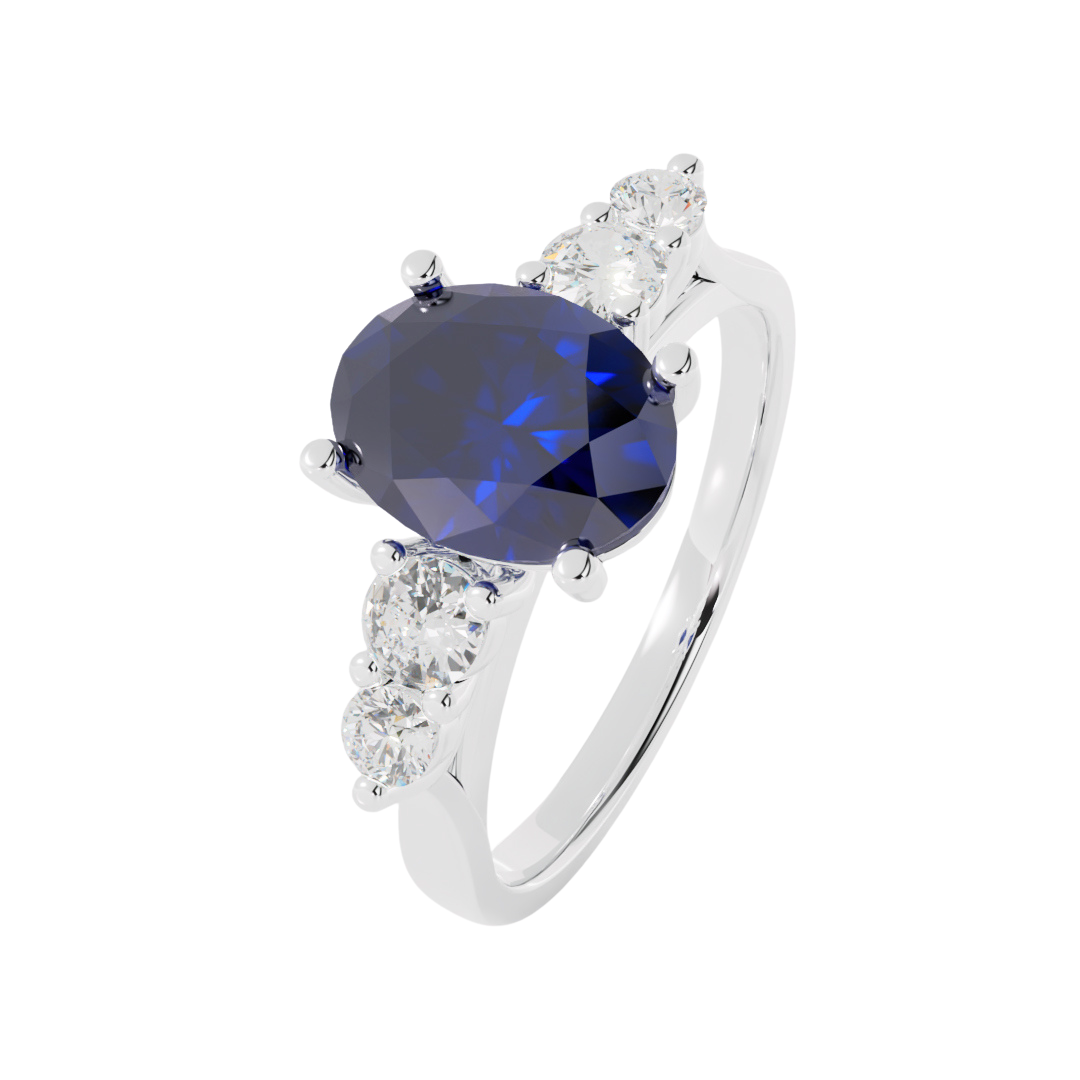 Lab Grown Diamond and Gemstone Five Stone Ring